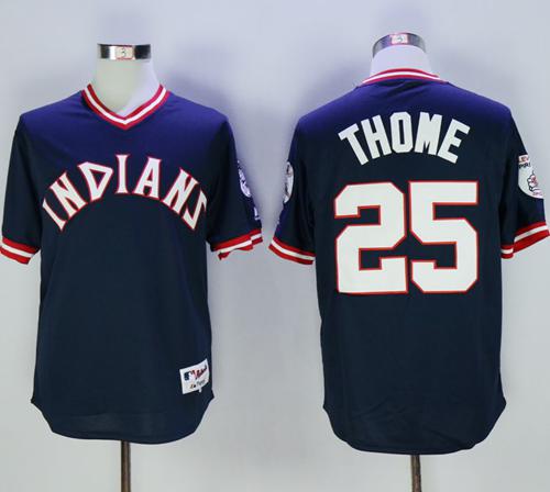 Indians #25 Jim Thome Navy Blue 1976 Turn Back The Clock Stitched MLB Jersey - Click Image to Close